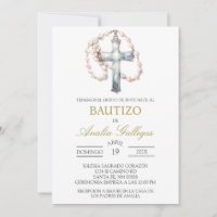 Invitación al bautismo español crucifijo