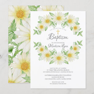 Invitación al bautismo floral acuarela