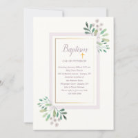 Invitación al bautismo floral de acuarela de bonit