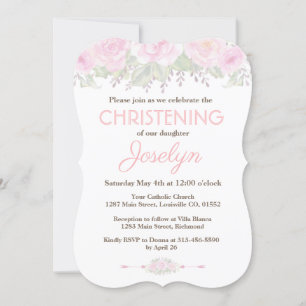 Invitación al bautismo floral de la moda Rubor Ros