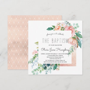 Invitación al bautismo floral de verano ruborizant