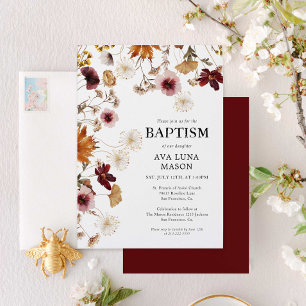Invitación al bautismo floral del Boho de Borgoña