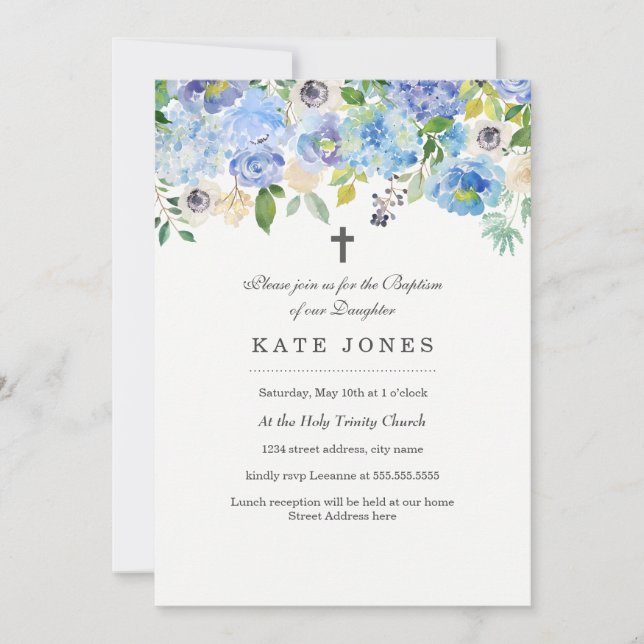 Invitación al bautismo floral dulce (Anverso)