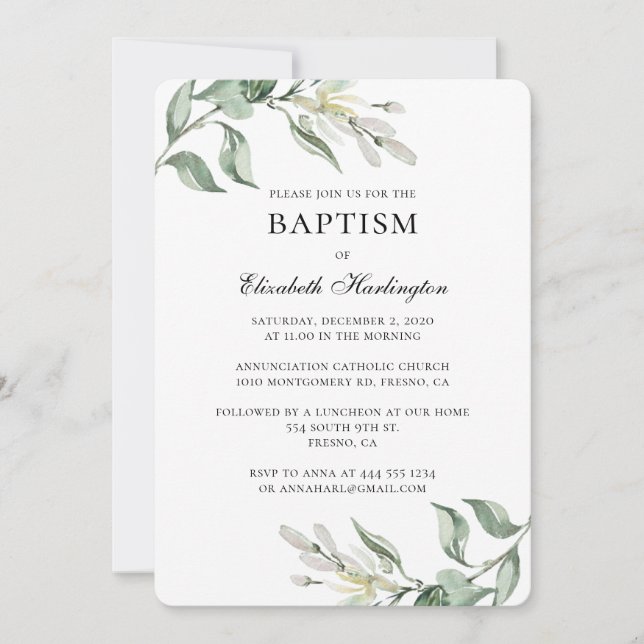 Invitación al bautismo floral. Flores de primavera (Anverso)