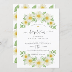 Invitación al bautismo floral fresco