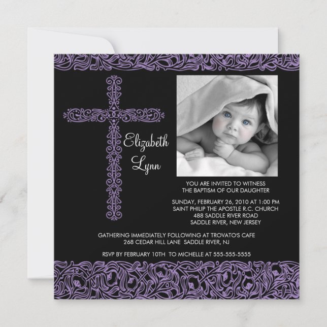 Invitación al bautismo fotográfico cruzado de époc (Anverso)