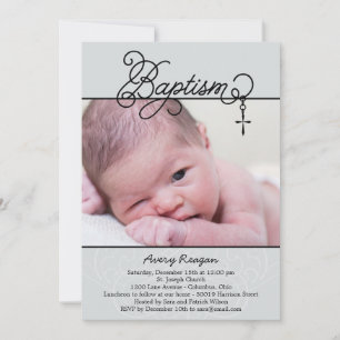 Invitación al bautismo fotográfico cruzado - Negro