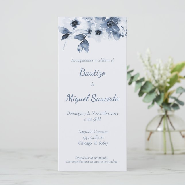Invitación al bautismo,Invitación de bautizo para  (Anverso de pie)