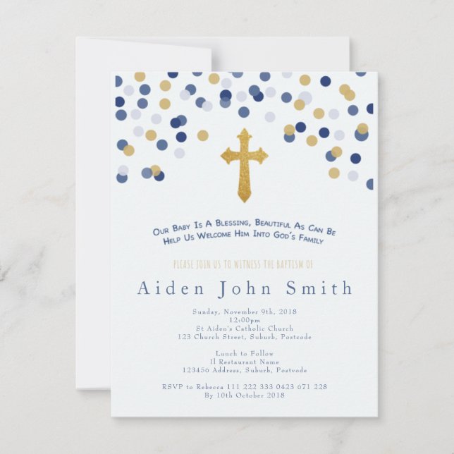 Invitación al bautismo masculino (Anverso)