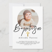 Invitación al bautismo minimalista con foto