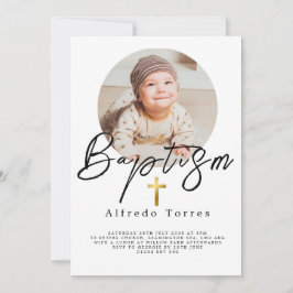 Invitación al bautismo minimalista con foto