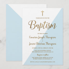 Invitación al Bautismo Moderno con Oro Blanco Simp