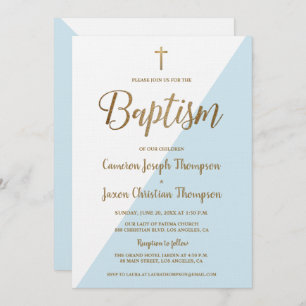 Invitación al Bautismo Moderno con Oro Blanco Simp