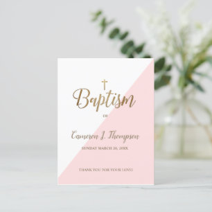 Invitación al Bautismo Moderno de Oro Blanco Simpl