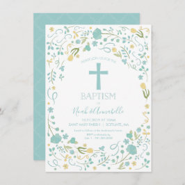 Invitación al bautismo para niño y/o Chica con cru