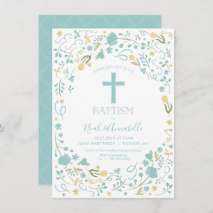 Invitación al bautismo para niño y/o Chica con cru