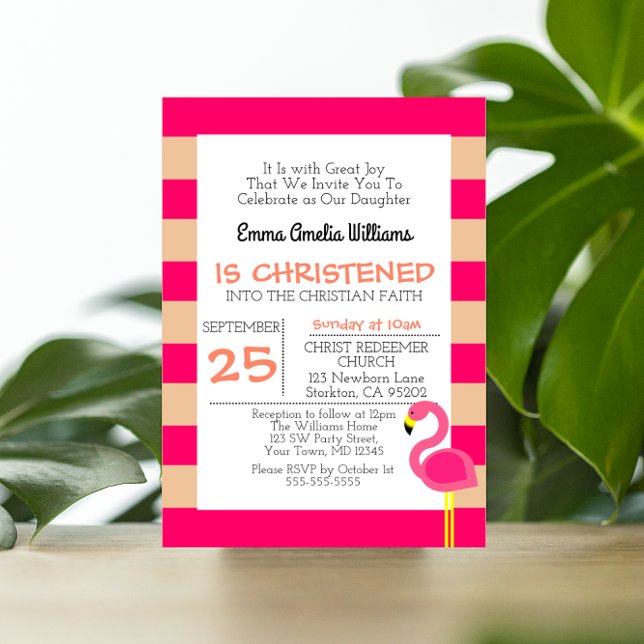Invitación al bautismo personalizado de flamenco r (Subido por el creador)