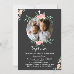 Invitación al bautismo por flor de flores de bonit