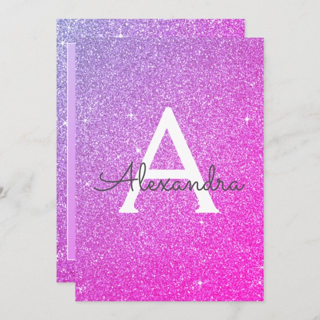 Invitación al bautismo Purpurina de espuma rosa mo (Anverso / Reverso)