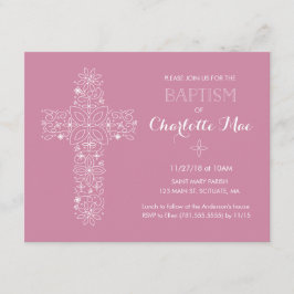 Invitación al bautismo rosa - Invitaciones de 4,25