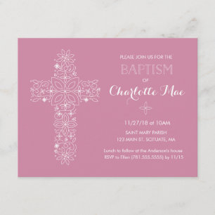 Invitación al bautismo rosa - Invitaciones de 4,25