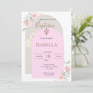 Invitación al bautismo rosado