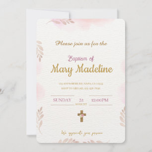Invitación al bautismo rosado