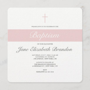 Invitación al bautismo rosado
