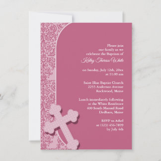 Invitación al bautismo rosado chica