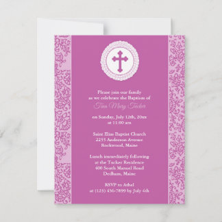 Invitación al bautismo rosado chica