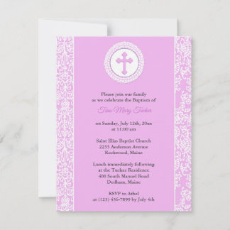 Invitación al bautismo rosado chica