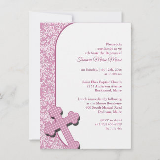 Invitación al bautismo rosado chica