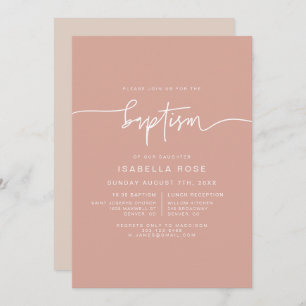 Invitación al bautismo rosado de MARLO Boho Rubor