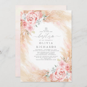 Invitación al bautismo rosado de Rubor pampas
