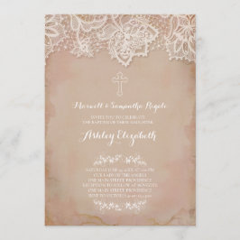 Invitación al bautismo rosado, niña