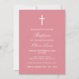 Invitación al bautismo tradicional de estilo rosa 
