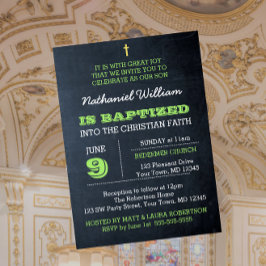 Invitación al bautismo verde de Chalkboard