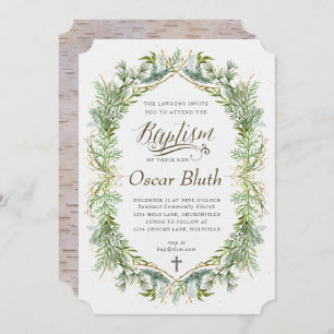 Invitación al Bautismo Verde Invierno