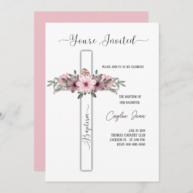 Invitación al Bautizo  (Anverso / Reverso)