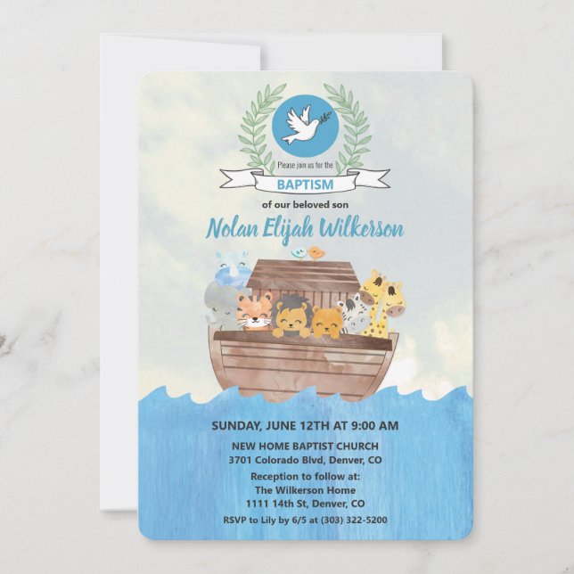 Invitación al bautizo del Arca de Noé (Anverso)
