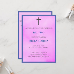 Invitación al bautizo rosado/bautismo de chicas
