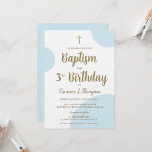 Invitación al Bautizo y Tercer Cumpleaños de Niño 