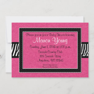 Invitación al bebé cebra rosa o a la ducha nupcial