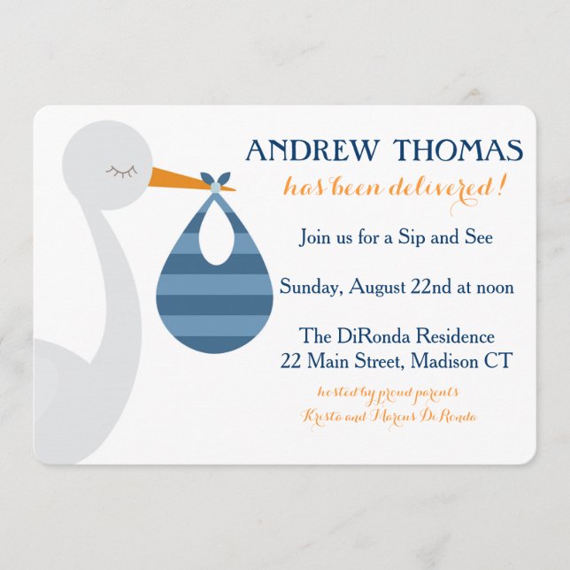 Invitación al bebé de la cigüeña/Invitación del be (Anverso)