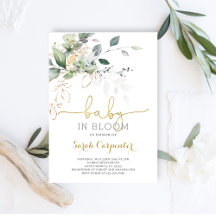 Invitación al bebé en la vegetación de Bloom