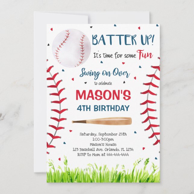 Invitación al béisbol, invitación al béisbol, béis (Anverso)