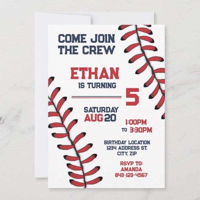 Invitación al béisbol Partido de Cumpleaños RSVP e (Anverso)