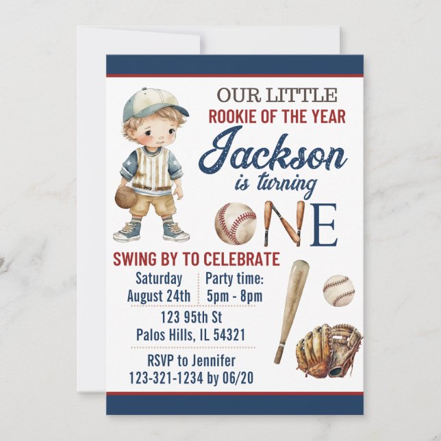 Invitación al béisbol Tarjeta de cumpleaños para n (Anverso)