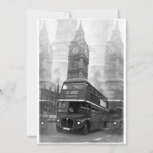 Invitación al Big Ben y al Red Bus de Londres (Anverso)