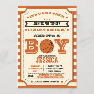 Invitación al billete Baby Shower de baloncesto